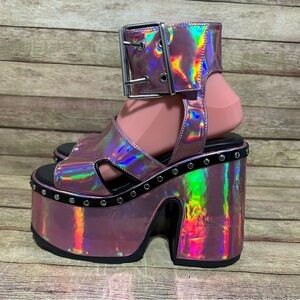 Demonia Pink Florescent Camel Platform Sandals